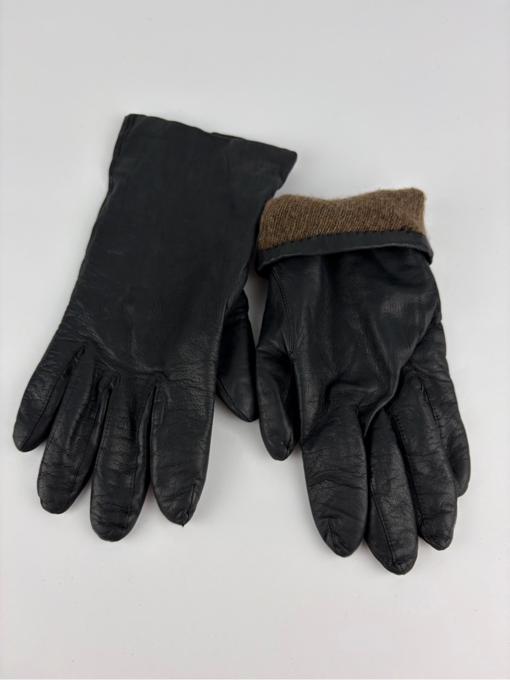 Aris 100% Cashmere Lined Leather Hand Gloves Black 8